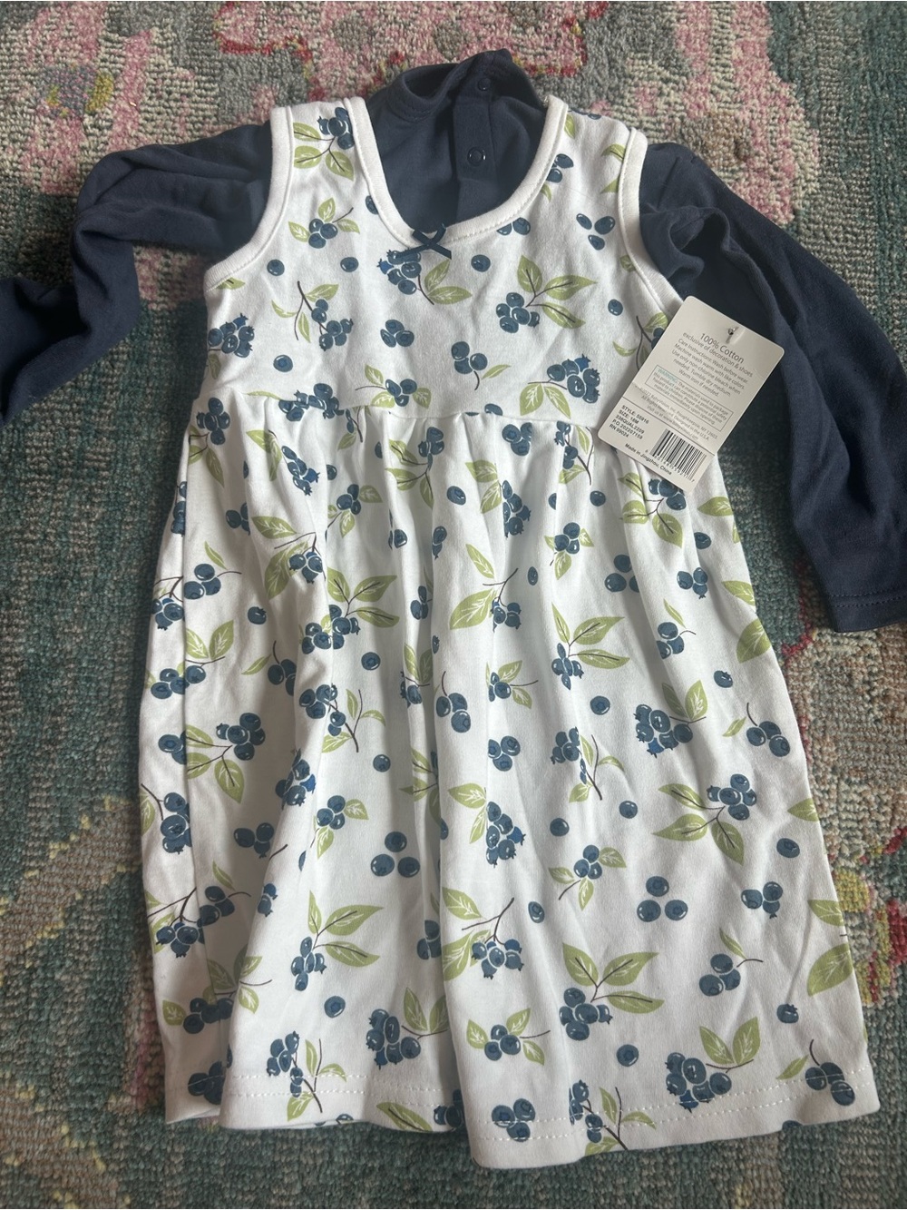 Kids Navy & White Blueberry Print Dress